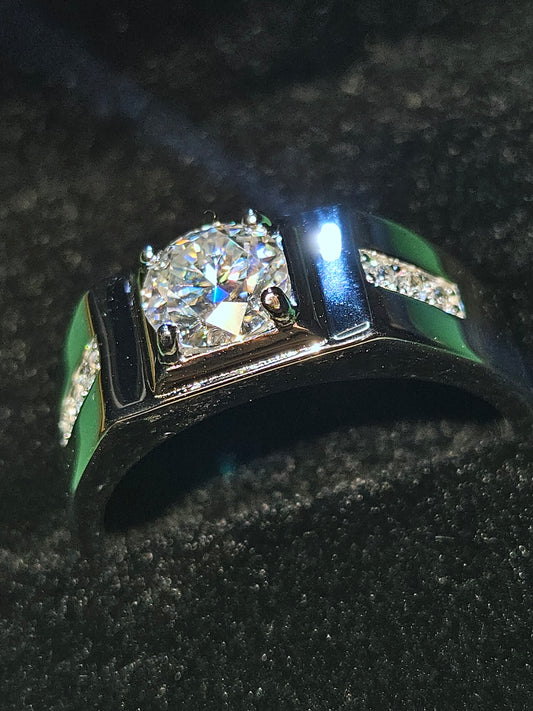 Mens silver moissanits ring | Time and Shine LLC