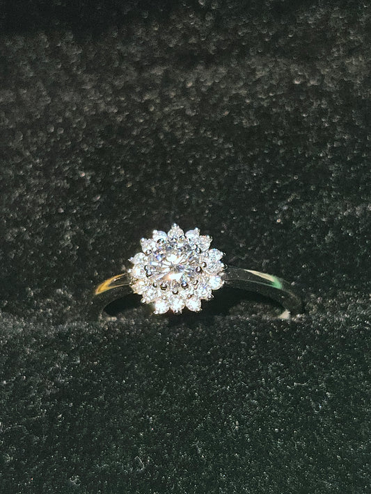 Moissanite flower ring silver | Time and Shine LLC