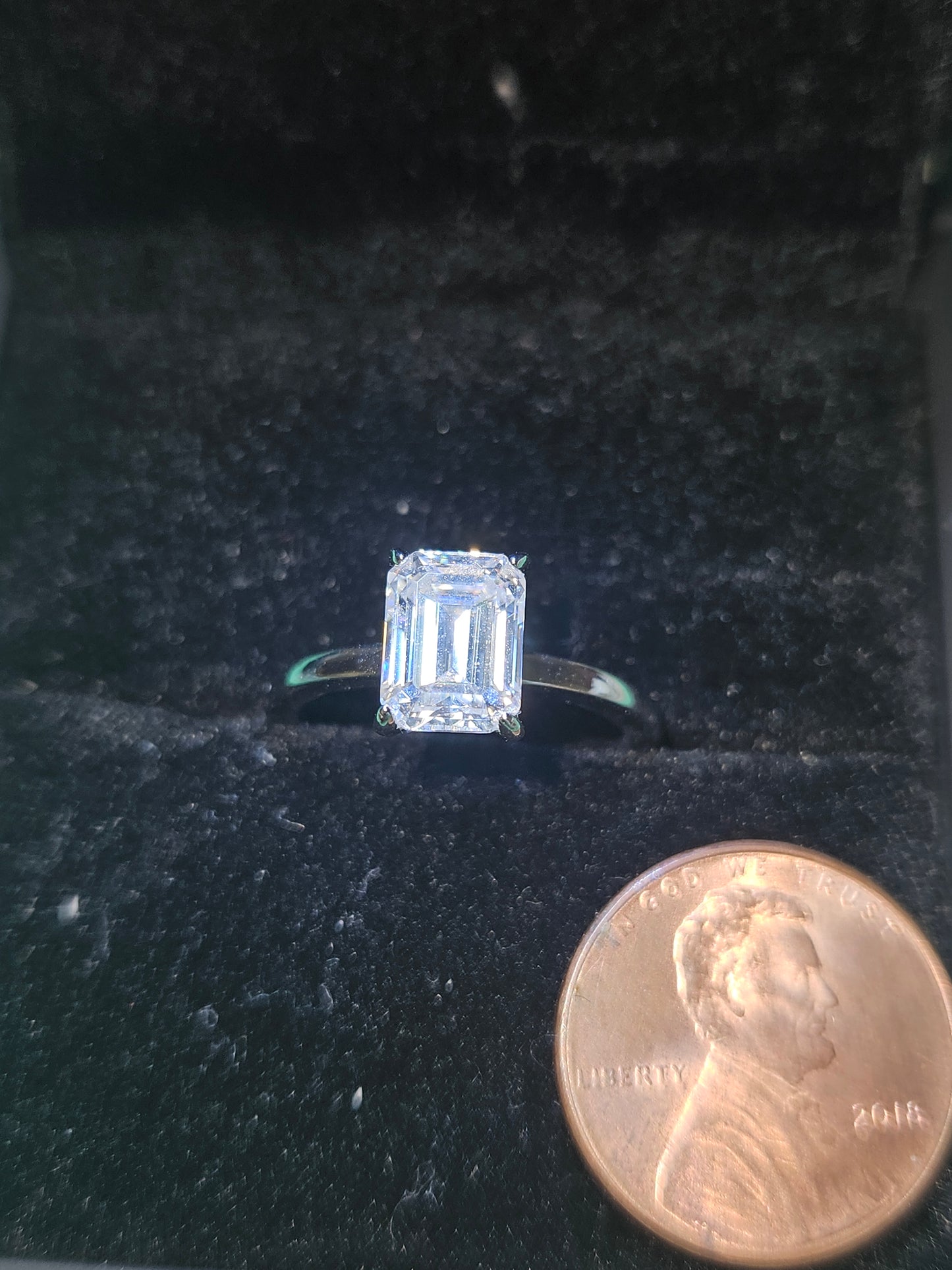 2 carat emerald cut Moissanite solitaire| Time and Shine LLC